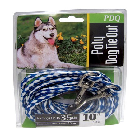 Pdq PDQ Blue / White Tie-Out Poly Dog Tie Out Rope Small/Medium Q241000099